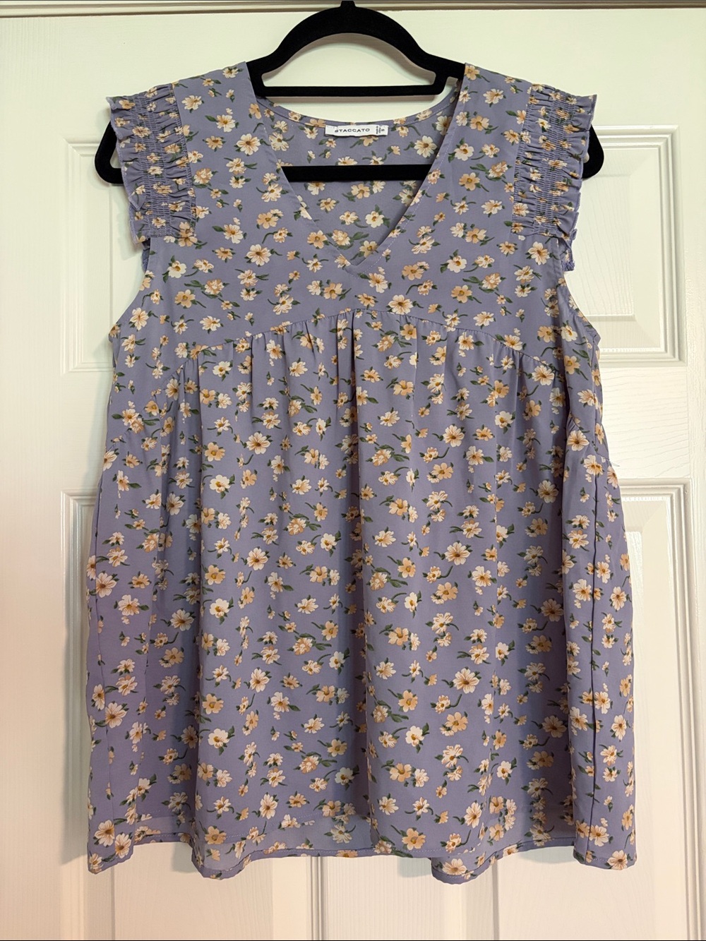 Staccato Lavender Floral Ruffle Sleeve V-Neck Camisole